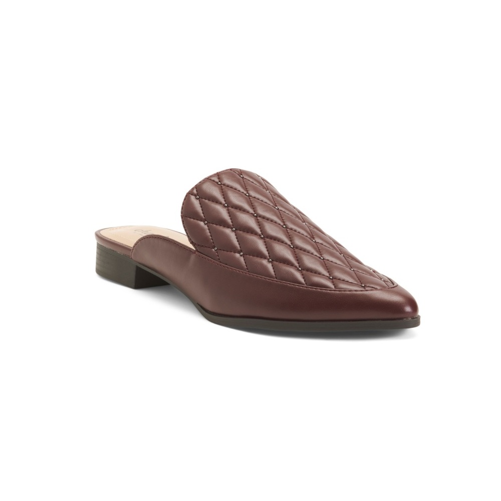 Charles by Charles David Este Quilted Microsuede Mule Flats Maroon Women’s 6